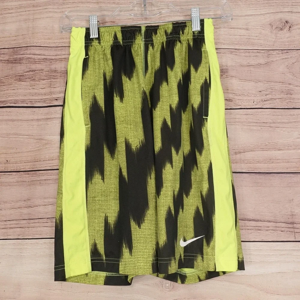 Nike Shorts Boys M Yellow Dri-FIT Athletic Geometric Print‎ 9